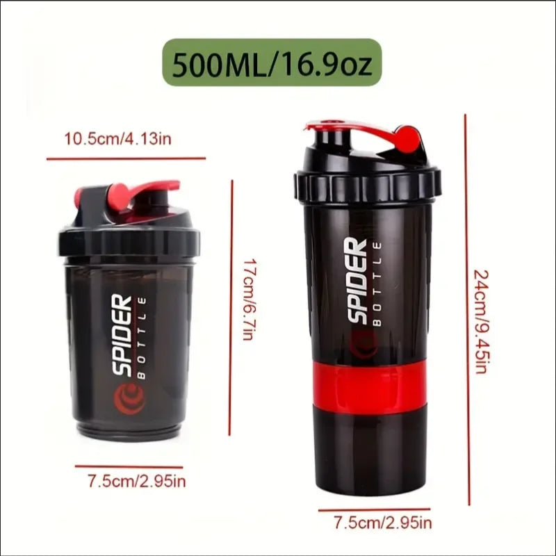 Fitness Shaker mit Pulverfach – 2-in-1 Wasserflasche für Protein Shakes & Supplements