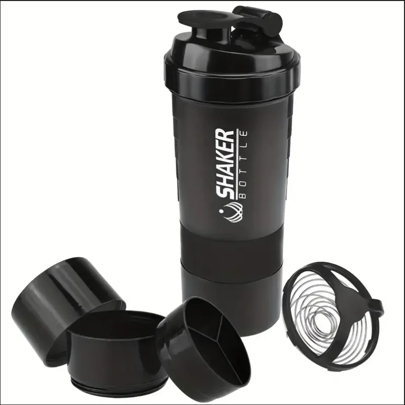 Fitness Shaker mit Pulverfach – 2-in-1 Wasserflasche für Protein Shakes & Supplements