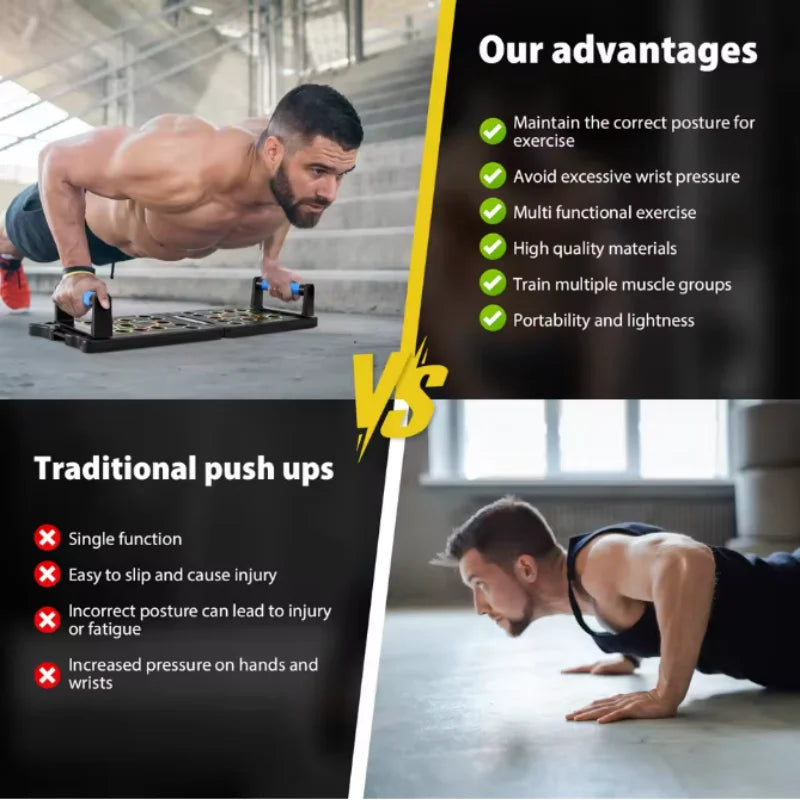Tragbares Multifunktions-Liegestützbrett – Faltbares Trainingsgerät für Home Gym & Muskeltraining