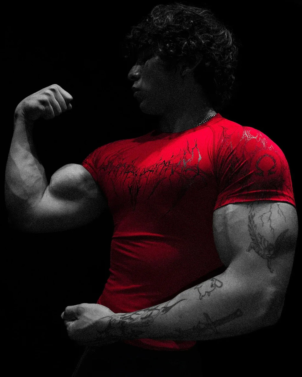 Herren GYM T-Shirt – Dunkler Gothic Print, Muskelshirt, Hoch elastisch & Schnell trocknend
