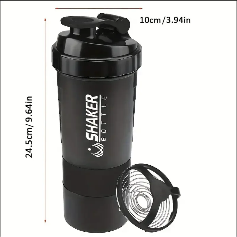 Fitness Shaker mit Pulverfach – 2-in-1 Wasserflasche für Protein Shakes & Supplements