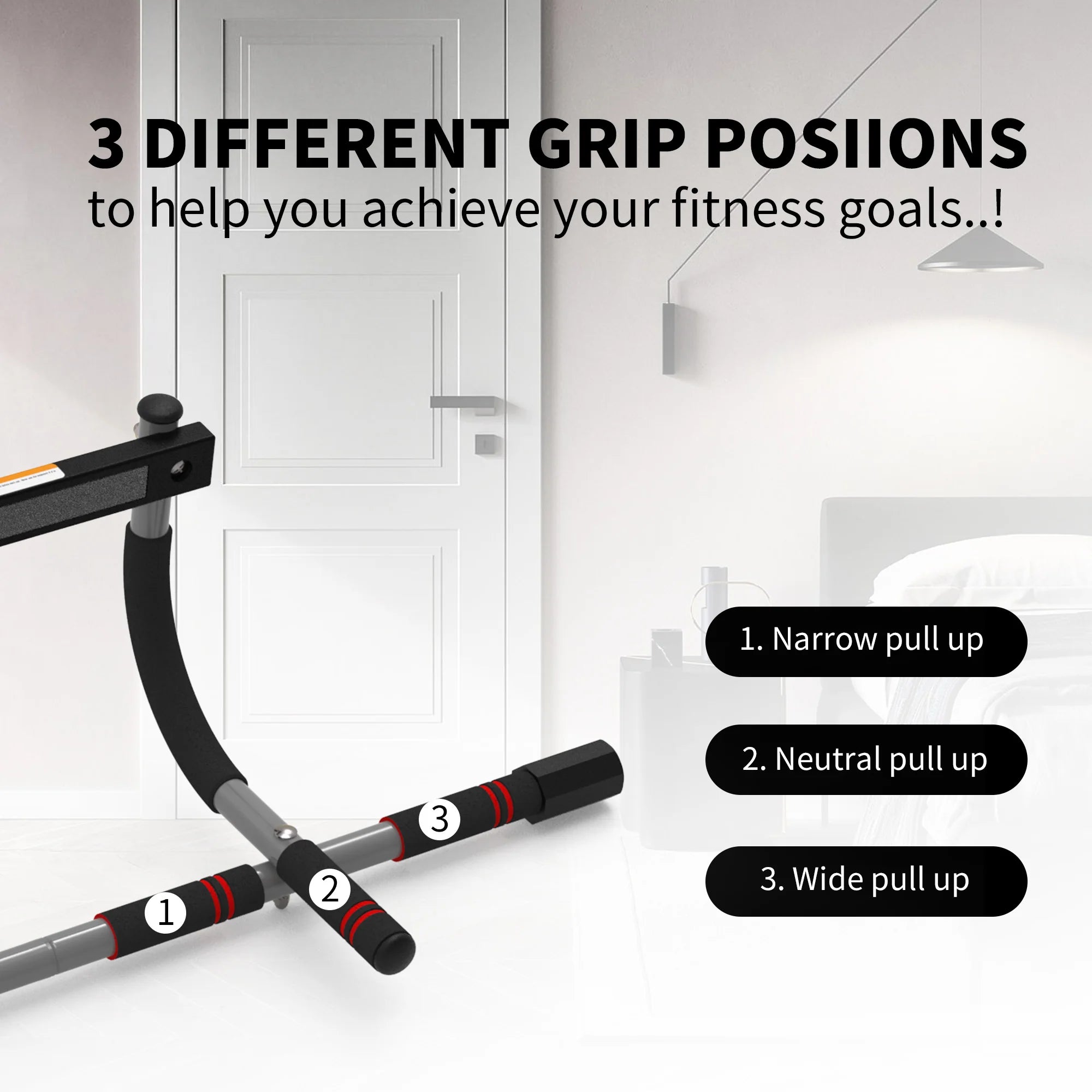 LeikeFitness Verstellbare Klimmzugstange – Tragbare Türrahmen-Station für Home-Gym-Workouts